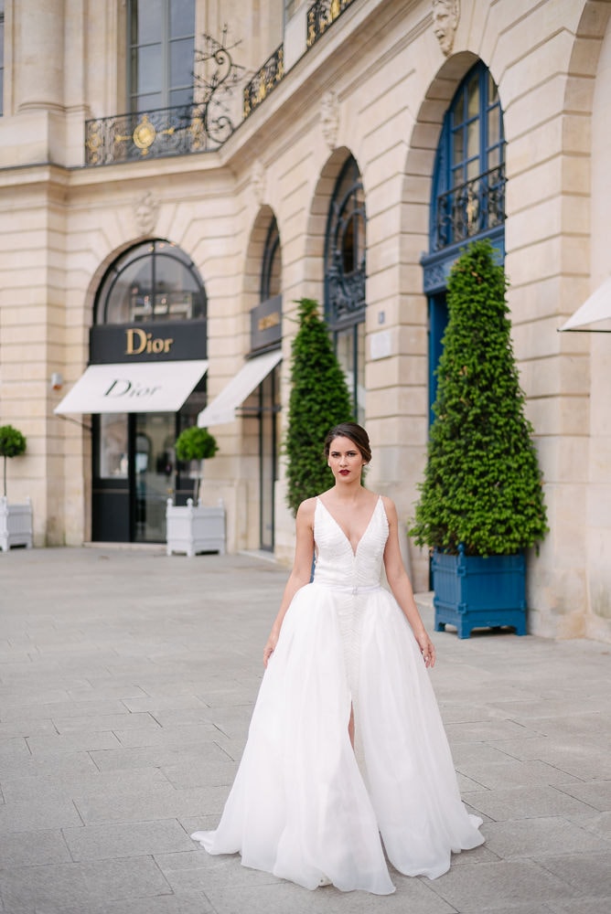 4. Bridal editorial photo shoot in Paris by The Paris Photographer in Place Vendome