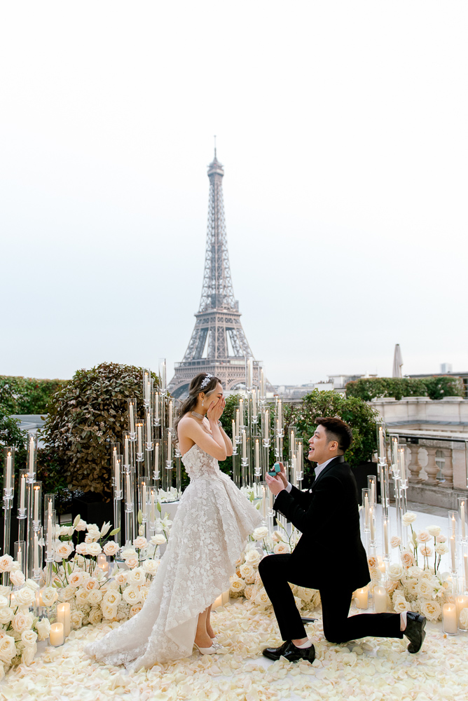Breathtaking surprise proposal at Shangri La Hotel in Paris