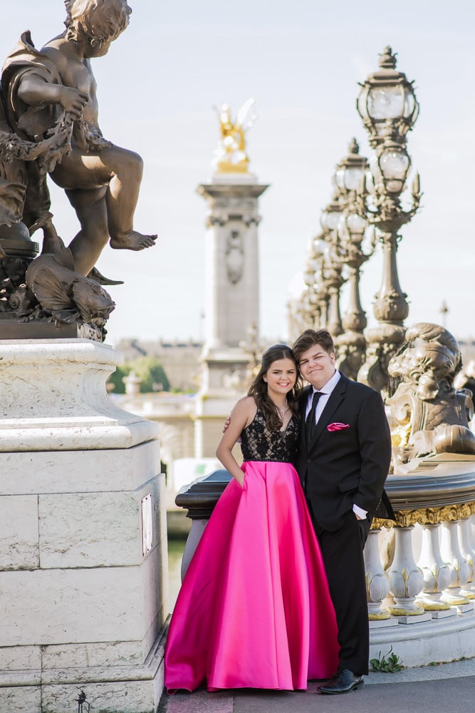 Brother and sister portraits during quinceanera in Paris
