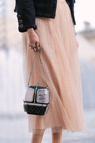 Chanel purse and tutu dress solo portraits in Paris