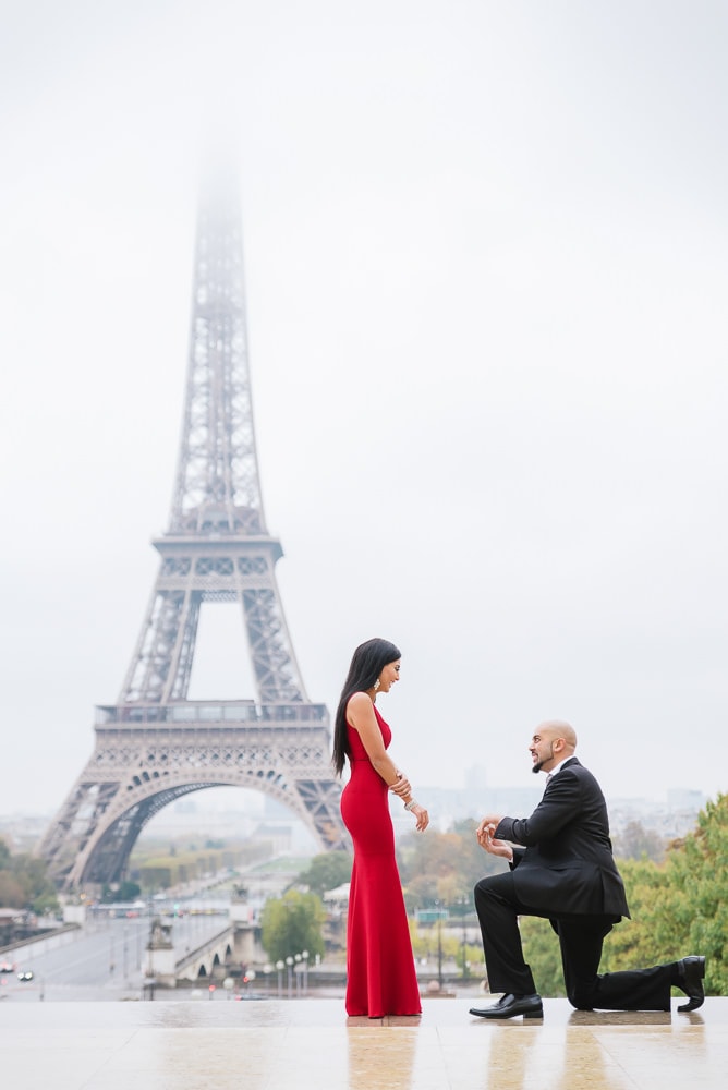 Engagement by the Eiffel Tower