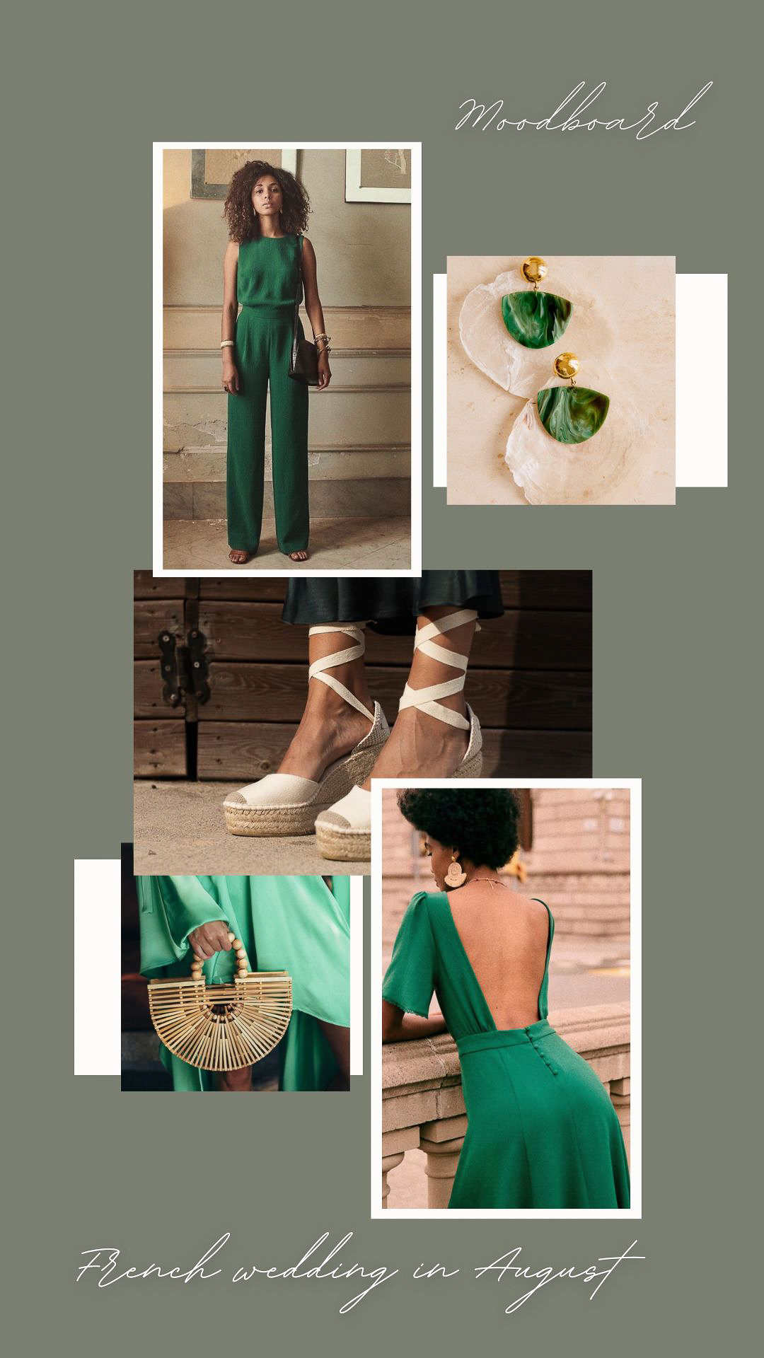 Green outfit for a wedding in South of France