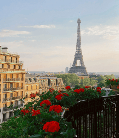 view from the balcony of a room at hotel Plaza Athenee in Paris