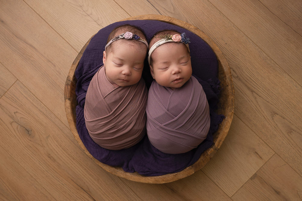 Newborn twins captured by professional photographer