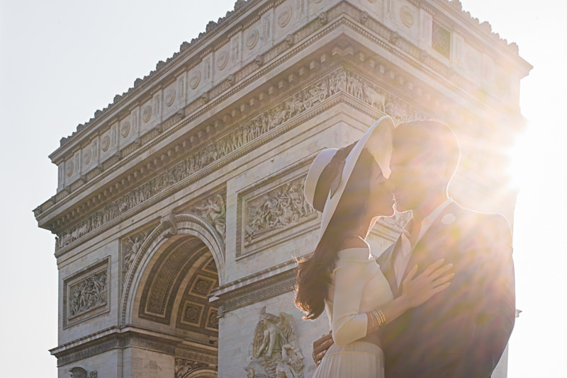 Creative sunstar photo at Arc de Triomphe in Paris