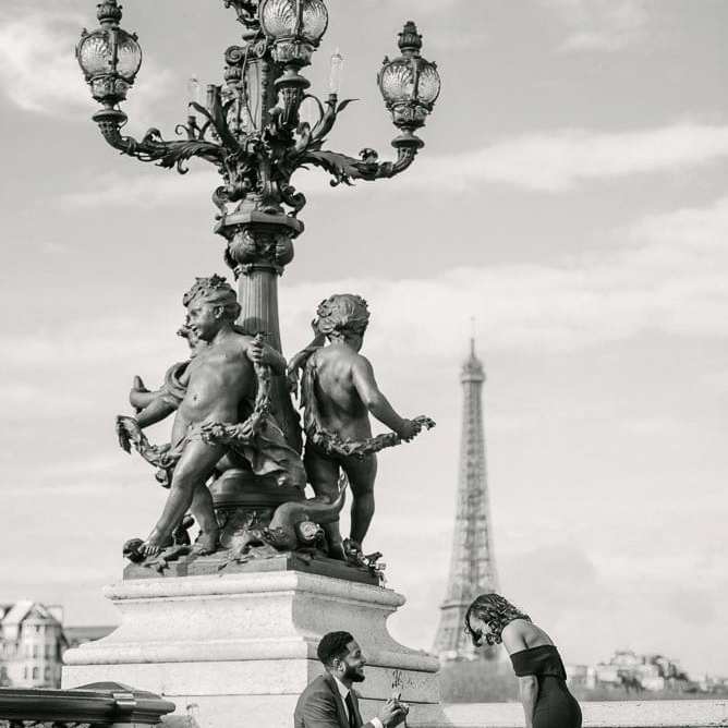 paris photo locations - alexander 3 bridge view over Eiffel Tower