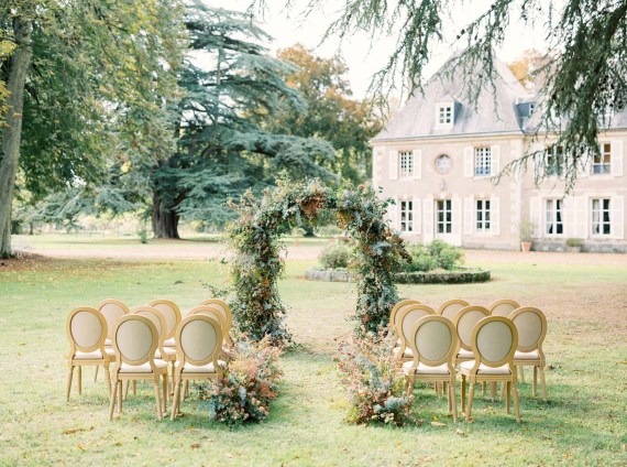 Wedding ceremony setup at Chateau Bouthonvilliers near Paris