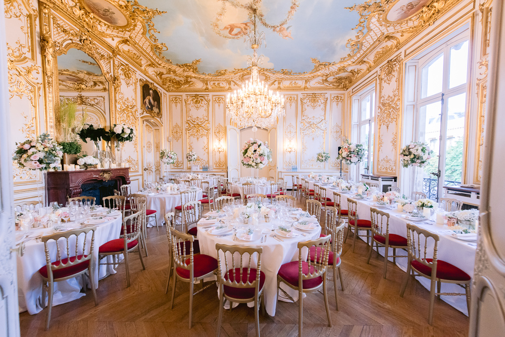 Wedding in France - Ceremony room decorated with flowers in French style