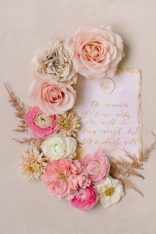 Wedding invitation and flowers